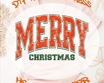 Merry Christmas DTF Transfer: Vintage Retro Graphic Ready to Press