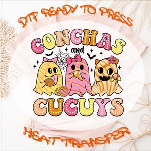 Halloween Cute Ghost Conchas and Cucuys DTF Transfer, Cute Halloween Ready To Press, Halloween Conchas and Cucuys DTF, Halloween Cute Ghost