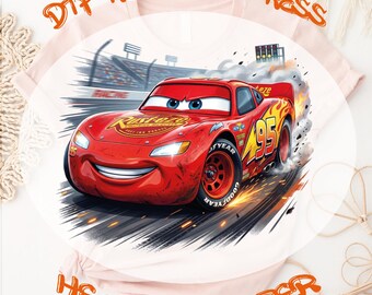 Cartoon Race Car Lightning McQueen DTF Transfer, Kids Birthday Ready To Press