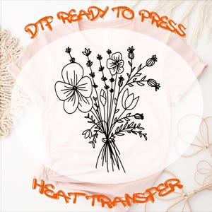 Boho Floral Ready to Press DTF Transfers, Wildflower Dtf Transfer, Heat Press Transfer, Full Color, T-shirt Transfers, Flower Dtf Transfers