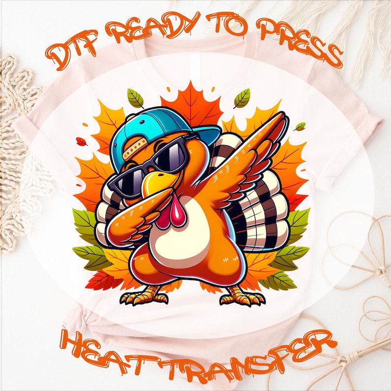 Thanksgiving Colorful Cool Turkey DTF Transfer, Thanksgiving Ready to