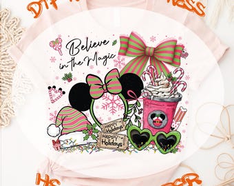 Believe In The Magic DTF Transfer: Disney Holiday Minnie Ears Ready To Press