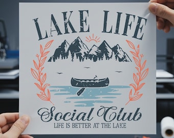 Lake Life Social Club DTF Transfer: Spring Summer Ready to Press, Iron On Print