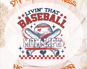 Baseball Mom Life DTF Transfer: Game Day Mama Ready To Press