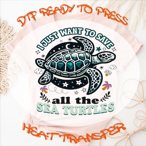 Sea Turtles DTF Transfer: Ocean Life Graphic, Ready to Press