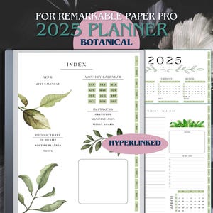 2025 Botanical Planner for ReMarkable Paper Pro: Hyperlinked Digital Calendar (Digital Download)
