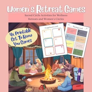 Retreatgames voor dames | Leer je kennen | IJsbrekerspellen voor yogaretreats | Wellnessretraite-activiteiten | Afdrukbare deelprompts