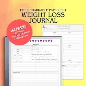 Journal de la perte de poids pour Remarkable Paper Pro : agenda quotidien de 12 semaines (PDF)