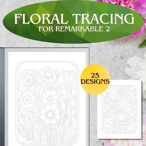Tracing Book Bundle for reMarkable 2 | Eink Floral Tracing Book | Adult Activity Book for reMarkable Paper Pro | Remarkable 2 Templates