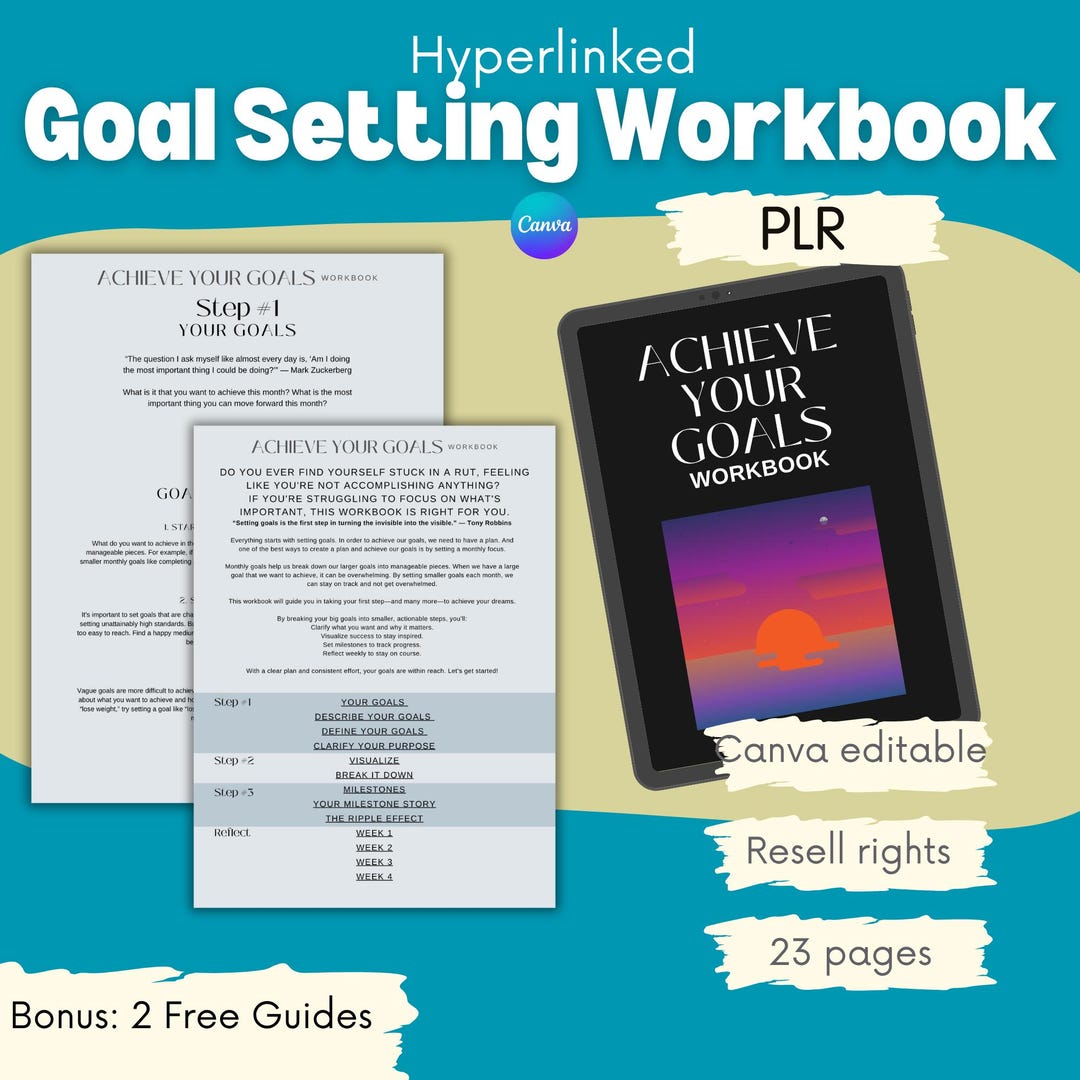 PLR Goal Setting Workbook - Hyperlinked and Editable in Canva - Etsy
