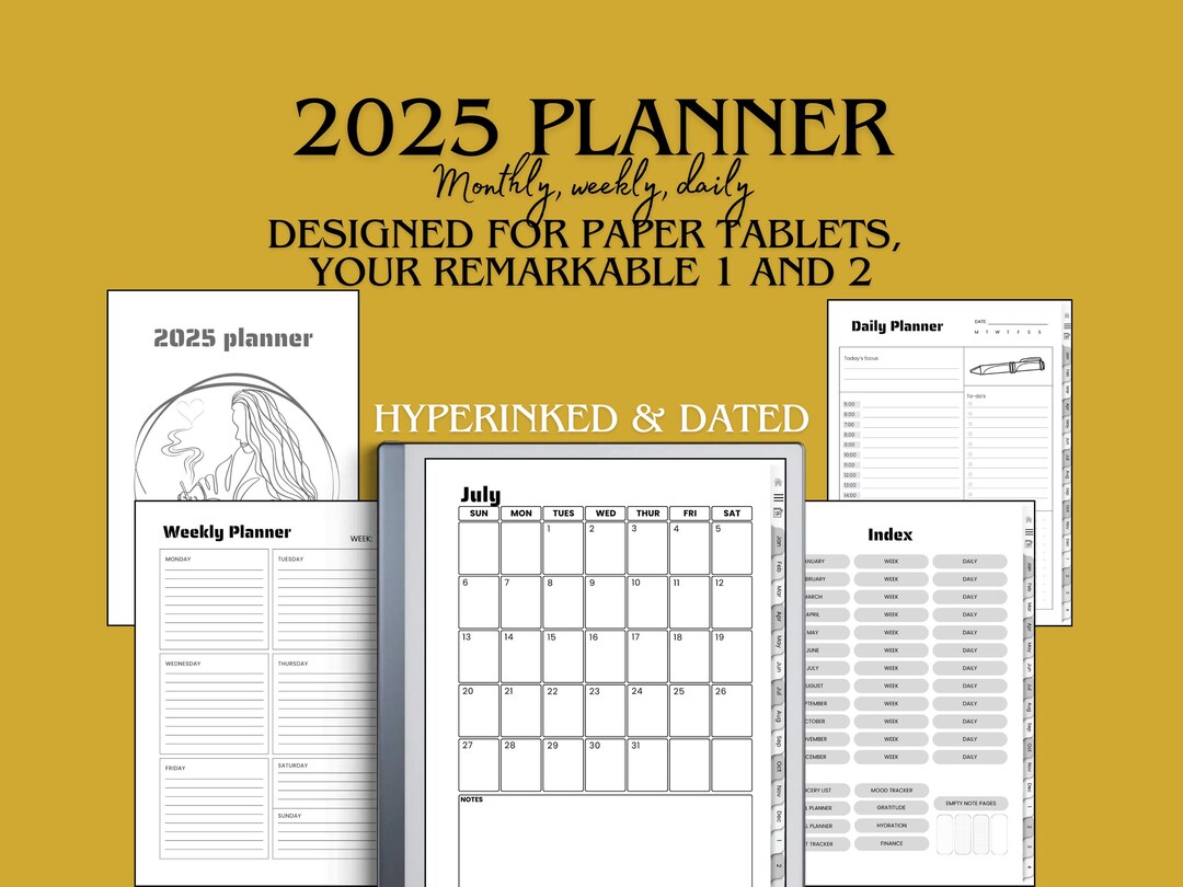 2025 Planner Templates Pack for Remarkable Tablets Yearly, Monthly ...