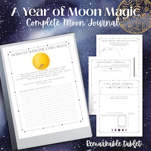 2025 Moon Journal for Remarkable 2: Intention, Reflection Prompts (Digital Download)