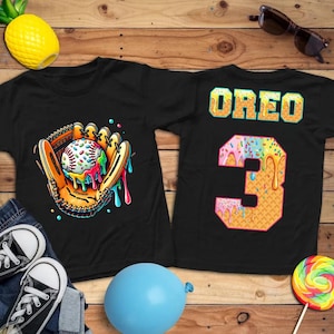Custom Baseball Shirt for Boy, Personalized Kid Baseball Drip Shirt, Bulk Team Gift, Ice Cream Drip Tee, Easter Basket Gift, Baseball TShirt