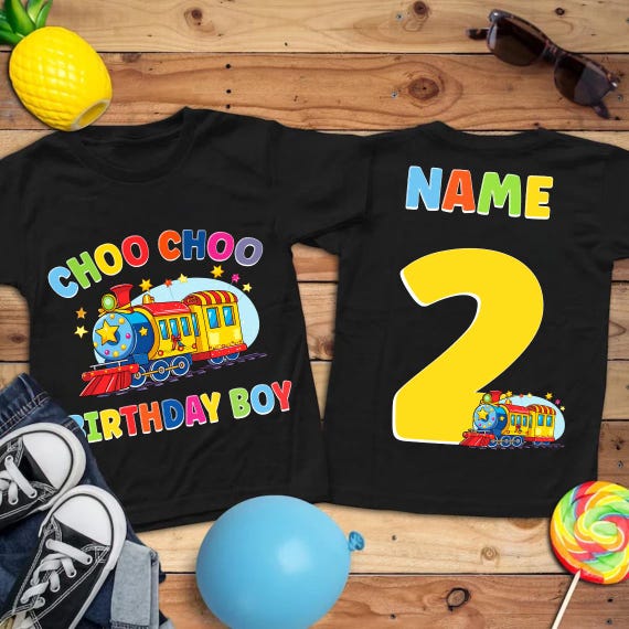 Train Birthday Boy Shirt Choo Choo Birthday Boy 2nd Birthday Shirt  Train Theme Party Boys Second Birthday Personalized Train Shirt