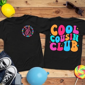 Cool Cousins Club Colorful T-Shirt, Kids Cousins Graphic Tee, Family Reunion Outfit, Retro Style Shirt, Cousin Crew Kids Shirt, Cousin Crew