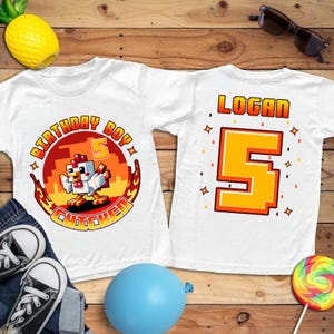 Lava Chicken Gamer Birthday Shirt, Funny Pixel Block Game Tee, Lava Trap Shirt, Kid Gaming Outfit, Video Game Fan Gift, Custom Name Birthday