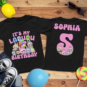 Custom Labubu Birthday Shirt, Personalized Labubu Birthday Gift, Custom Birthday Shirt, Cute Birthday T-Shirt, Custom Name & Age Birthday