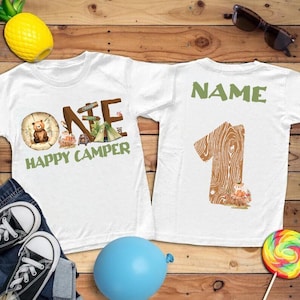 Personalized One Happy Camper, 1st Birthday Camping Shirt, First birthday shirt, Boy Camping Shirt, Camping party, Camping birthday shirt