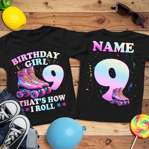 Personalized That&#39;s How I Roll 9 Birthday Roller Shirt, Roller Skating Birthday Shirt, Roller Blade Shirt, Birthday Girl Shirt, Roller Shirt