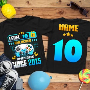 Custom Gamer Birthday Shirt, Gaming Birthday TShirt, Video Game Birthday Party Shirt, Personalized Birthday Shirt, Custom Level Age Shirt