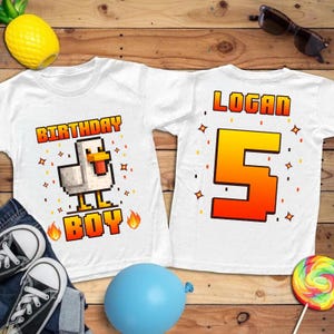 Lava Chicken Gamer Birthday Shirt, Funny Pixel Block Game Tee, Lava Trap Shirt, Kid Gaming Outfit, Video Game Fan Gift, Custom Name Birthday