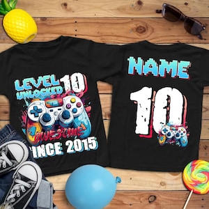 Custom Gamer Birthday Shirt, Gaming Birthday TShirt, Video Game Birthday Party Shirt, Personalized Birthday Shirt, Custom Level Age Shirt
