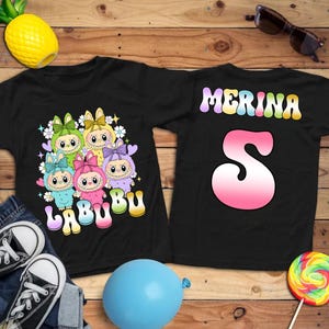 Custom Labubu Birthday Shirt, Kids Birthday Shirt, Cute Monster Birthday Tee, Personalized Labubu T-Shirt, Birthday Outfit For Boys Girls