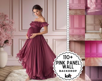 Pink Elegant Panel Wall & Maternity Backdrops, Fine Art Textures Room Digital Backgrounds, Studio Photo Overlays for Photography Gift