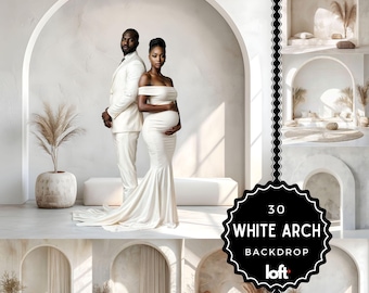 Boho Arches Set Digital Backdrop, Minimal Maternity Photo Backdrop Overlays, White Arches Fine Art Textures, Overlay White Photo Backgrounds
