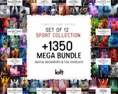 Sports Backdrops Bundle | Football, Baseball, Softball, Volleyball & Basketball Backgrounds | Photoshop Sports Photo Overlays Templates