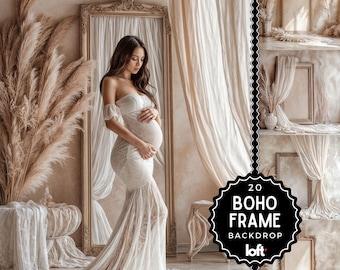 Elegant Fine Art Textures and Digital Overlay for Maternity Backdrop | Boho Photography Wall Background | Frame Digital Backdrops for Studio