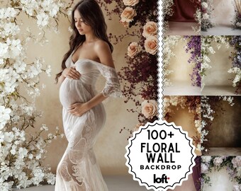 Floral Elegant Texture Maternity Digital Backdrops Floral Overlays | Fine Art Photography Backgrounds | Backlit Arch Designs for Photography