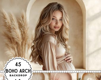 Boho Fine Art Textures and Elegant Digital Overlays for Maternity Backdrops, Arch Wall Photography Backgrounds, Digital Backdrops for Studio