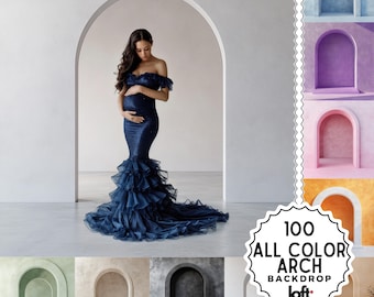 Arches Set Digital Backdrop, Minimal Maternity Photo Backdrop Overlays, White Arches Fine Art Textures, Overlay Colored Photo Backgrounds