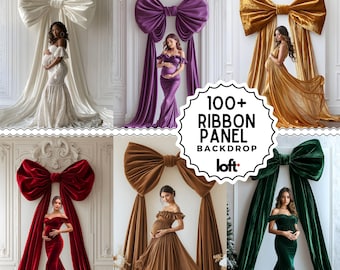 Bow Digital Backdrop Overlays for Maternity Photoshoot, Bow Theme Backdrop, Panel Wall Photography Background, Photoshop Overlay, Giant Bow