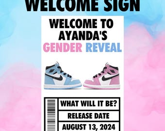 Sneaker Gender Reveal Sign - Welcome Sign - Digital File - Customizable