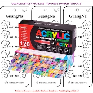 PDF numérique GuangNa - Modèle d'échantillon de marqueurs pinceaux de 120 pièces | Nuancier DIY d'une page | Modèle imprimable | Téléchargement instantané