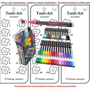 Digitale pdf Tooli-Art Essential+ - 30-delige sjabloon voor acrylverfmarkers | Afdrukbare sjabloon | Direct downloaden