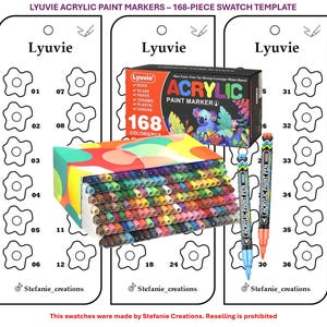 Digitale PDF Lyuvie - 168-teilige Acrylfarben-Marker Mustervorlage | Einzelseite | Druckbare Vorlage | Sofort Download
