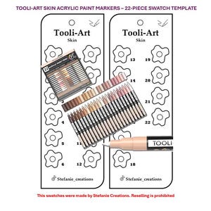 Digitale pdf Tooli-Art Skin: 22-delige sjabloon voor acrylverfmarkers | Afdrukbare sjabloon | Direct downloaden