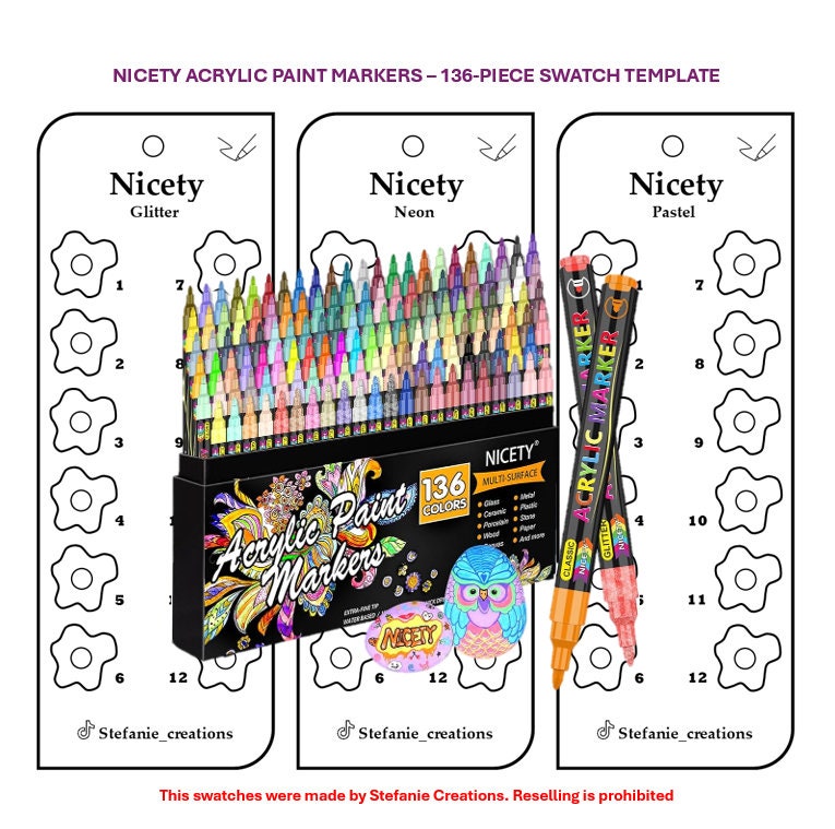 気質アップ - Nicety PDF Digital 136-piece Swatch Markers Paint Acrylic 小物