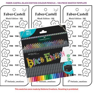 PDF digitale Faber-Castell - Modello di campione di matite colorate da 100 pezzi / Campione di colore fai da te per pagina singola / Modello stampabile / Download immediato