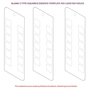 Muestra digital en PDF en blanco sin logotipo, SIN AGUJEROS, con 3 tipos de cuadrados, plantilla imprimible, descarga instantánea