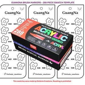 Digital PDF GuangNa - 288-piece Brush Markers Swatch Template | DIY Single Page Color Swatch | Printable Template | Instant Download