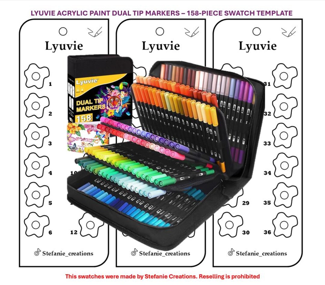 Digital PDF Lyuvie 158-piece Dual Tip Acrylic Paint Markers