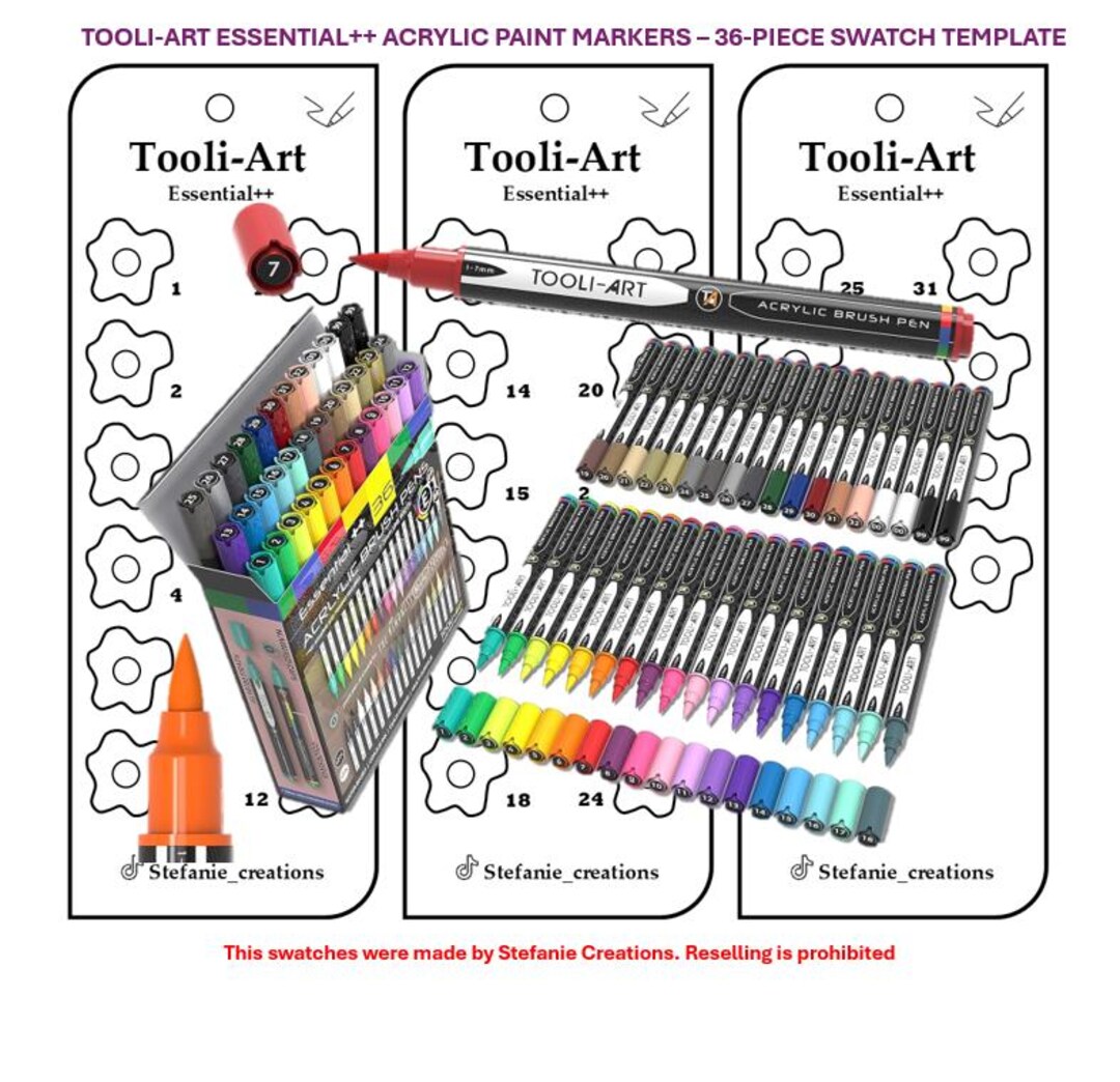 Digital PDF Tooli-art Essential++ - 36-piece Acrylic Paint Markers ...
