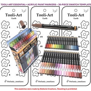 Digitale PDF-Tooli-Art Skin and Earth Tone - 36-teilige Acrylfarben-Markierungen Mustervorlage | Druckbare Vorlage | Sofort Download