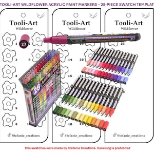 Digitale pdf Tooli-Art Wildflower- 28-delige acrylverf markeringen staalsjabloon | Afdrukbare sjabloon | Direct downloaden
