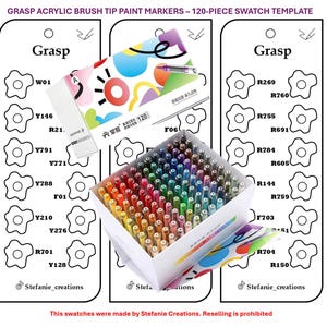 Digital PDF Grasp Shein - 120-teilige Brush Markers Swatch Template | DIY Einzelseite Farbmuster | Druckbare Vorlage | Sofort Download