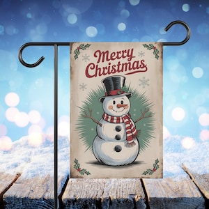 Merry Christmas Snowman Garden Flag PNG (Digital Download)